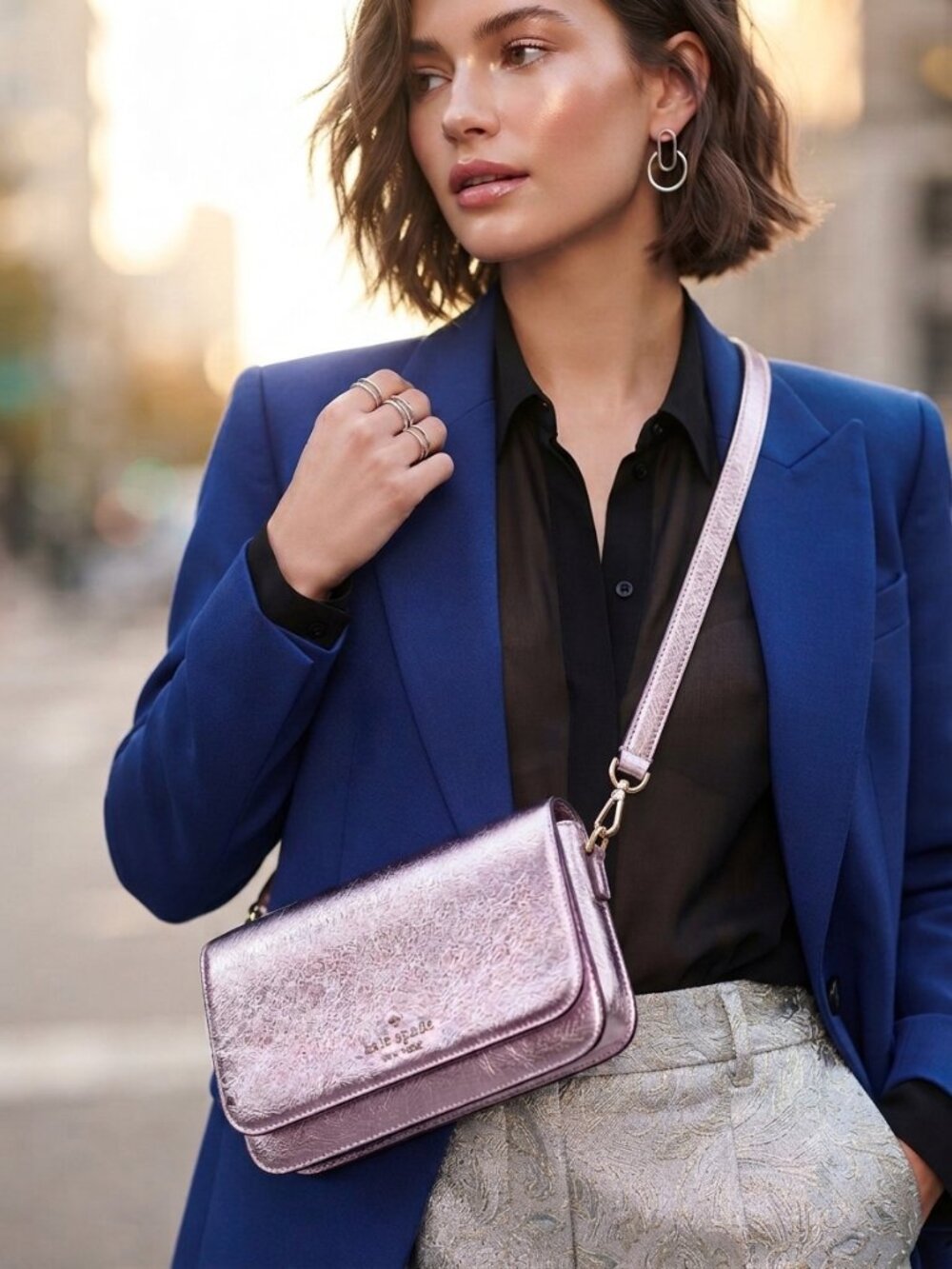 NWT Kate Spade Madison Metallic Willow Mini Flap Crossbody Bag